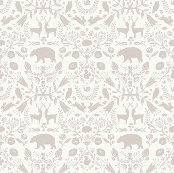 Gray-white children's wallpaper with animals, 17141, MiniMe, Cristiana Masi by Parato