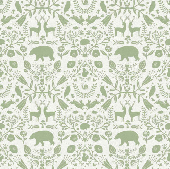 Green-white children's wallpaper with animals, 17142, MiniMe, Cristiana Masi by Parato