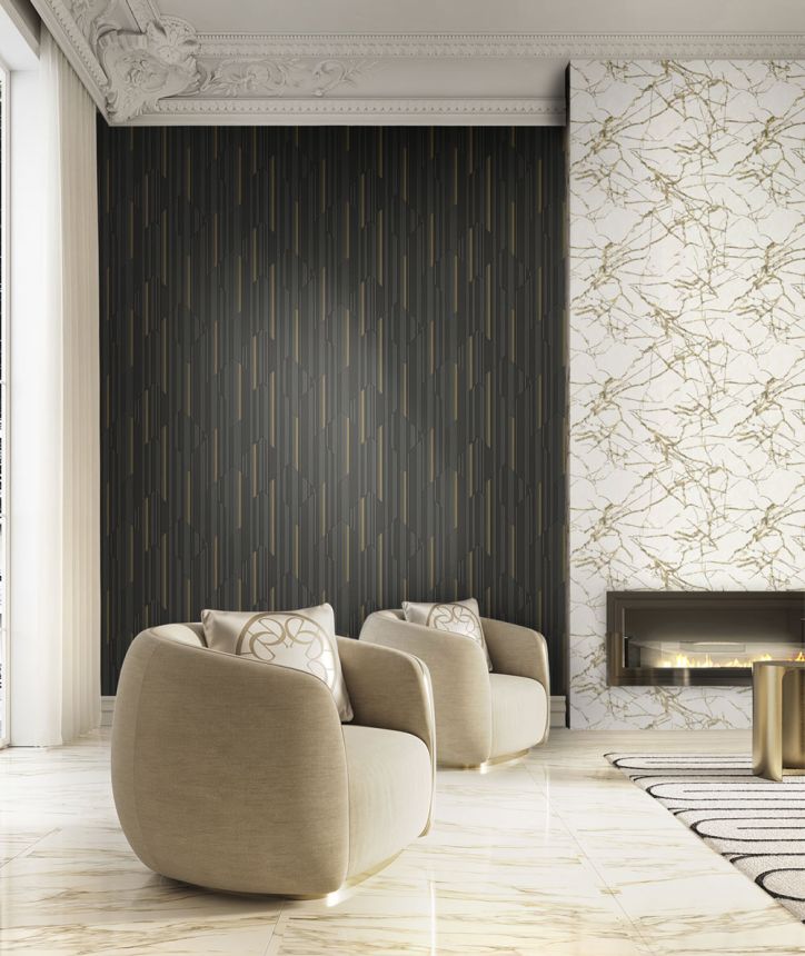 Luxury cream-gold wallpaper, marble imitation, Z34914, Elie Saab 2