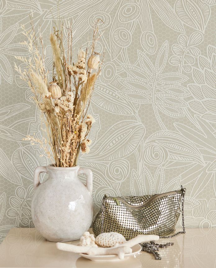 Green-gray floral non-woven wallpaper, 340113, Gilded, Eijffinger