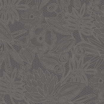 Gray-black floral non-woven wallpaper, 340114, Gilded, Eijffinger