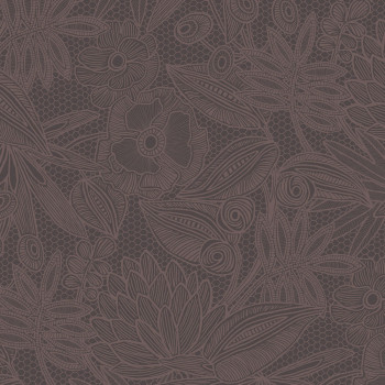 Brown-purple floral non-woven wallpaper, 340115, Gilded, Eijffinger