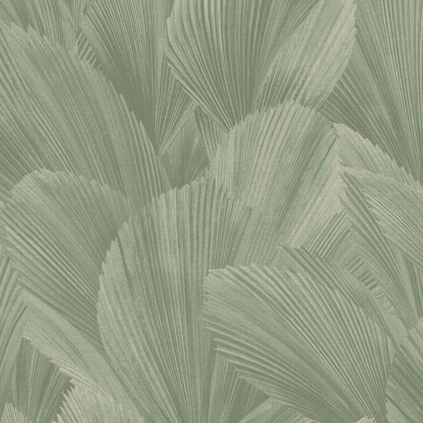 Green non-woven wallpaper, leaves, 340125, Gilded, Eijffinger