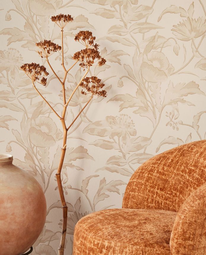 White-gold floral non-woven wallpaper, 340130, Gilded, Eijffinger