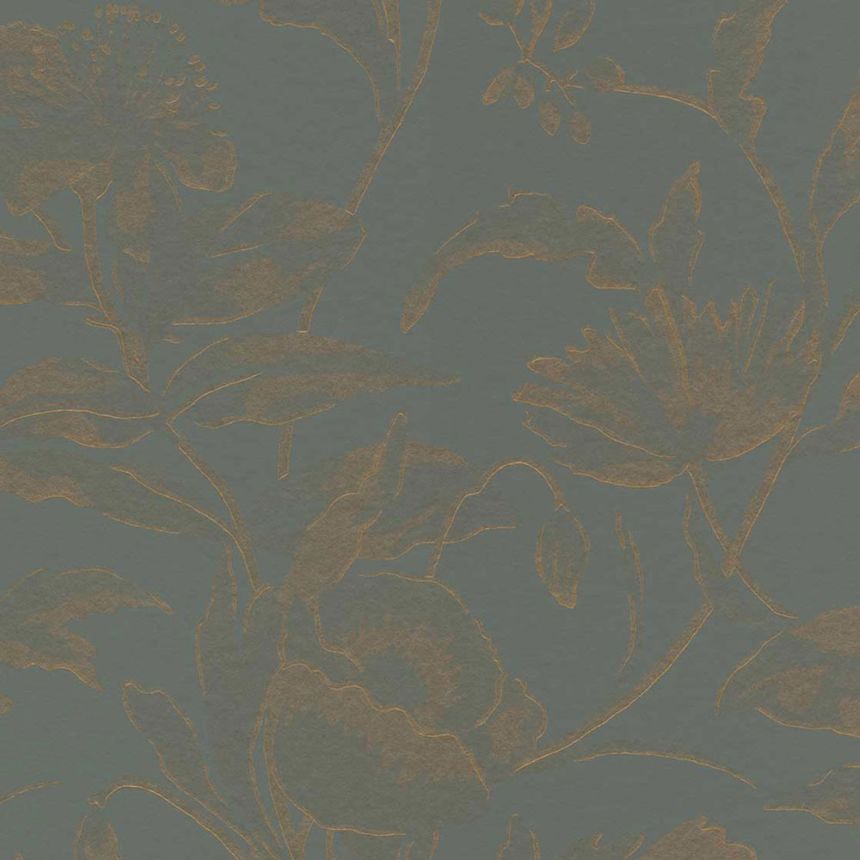 Blue-green non-woven floral wallpaper, 340134, Gilded, Eijffinger