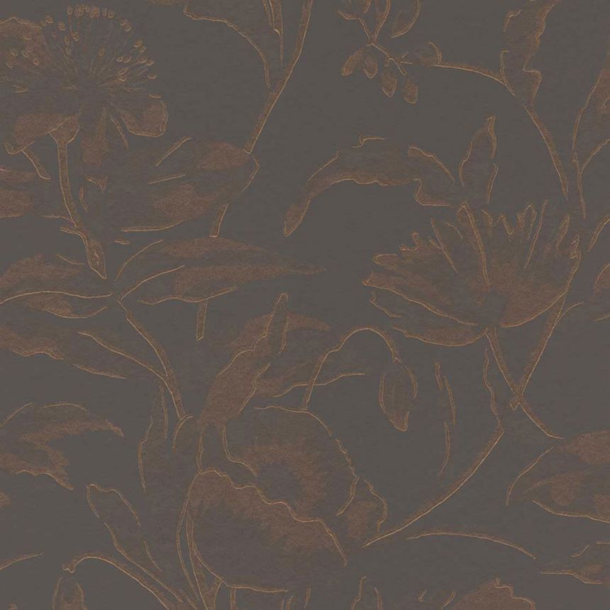 Brown-bronze floral non-woven wallpaper, 340135, Gilded, Eijffinger