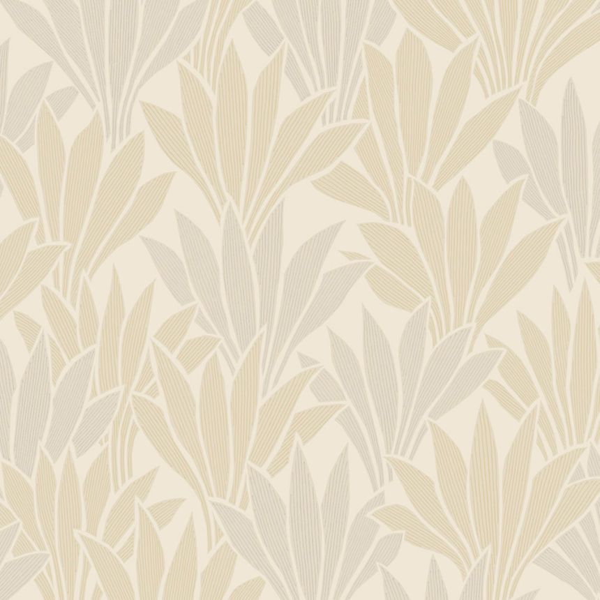 Cream non-woven wallpaper with leaves, 340150, Gilded, Eijffinger