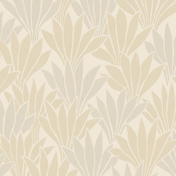 Cream non-woven wallpaper with leaves, 340150, Gilded, Eijffinger