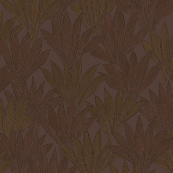 Brown non-woven wallpaper with leaves, 340155, Gilded, Eijffinger