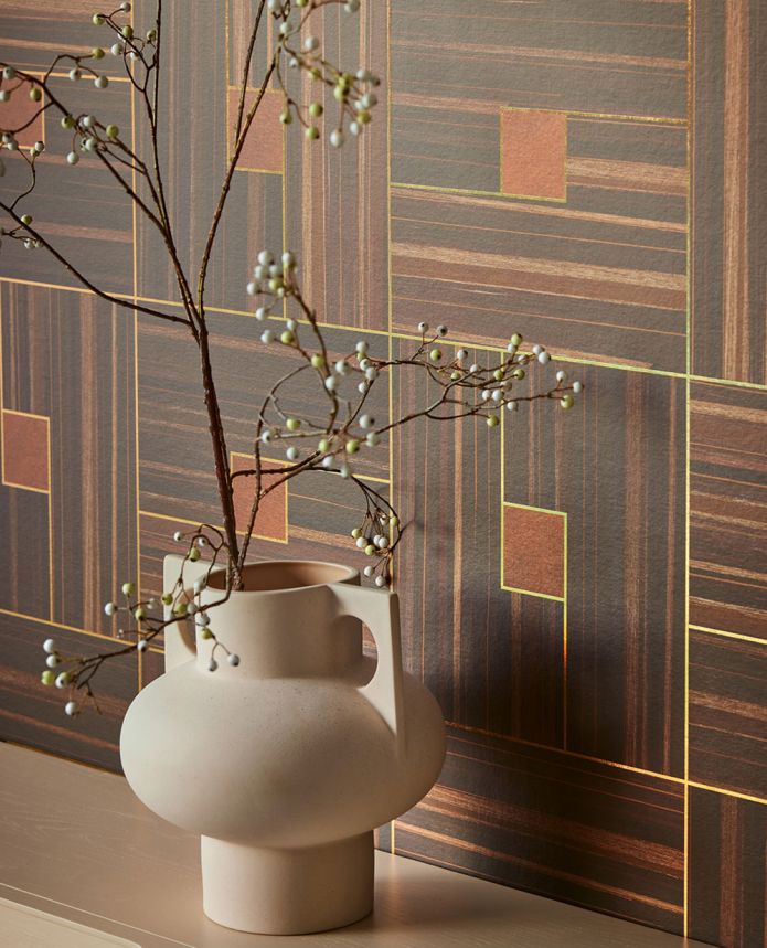 Geometric non-woven wall mural, paneling imitation, 340183, Gilded, Eijffinger