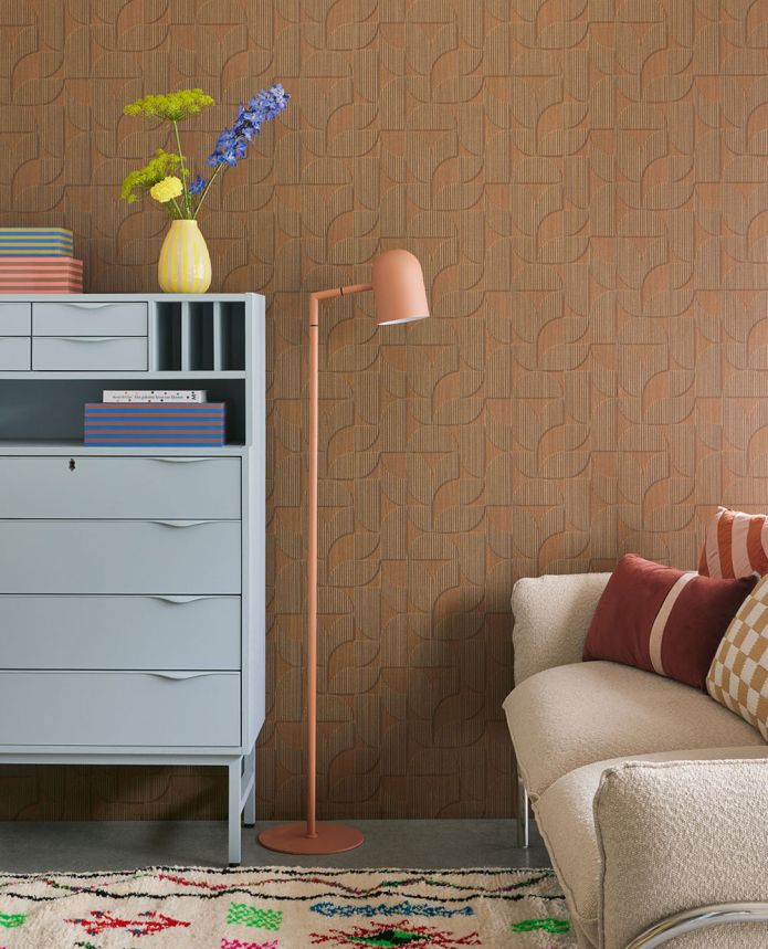 Brown geometric retro wallpaper, 333602, Revive, Eijffinger