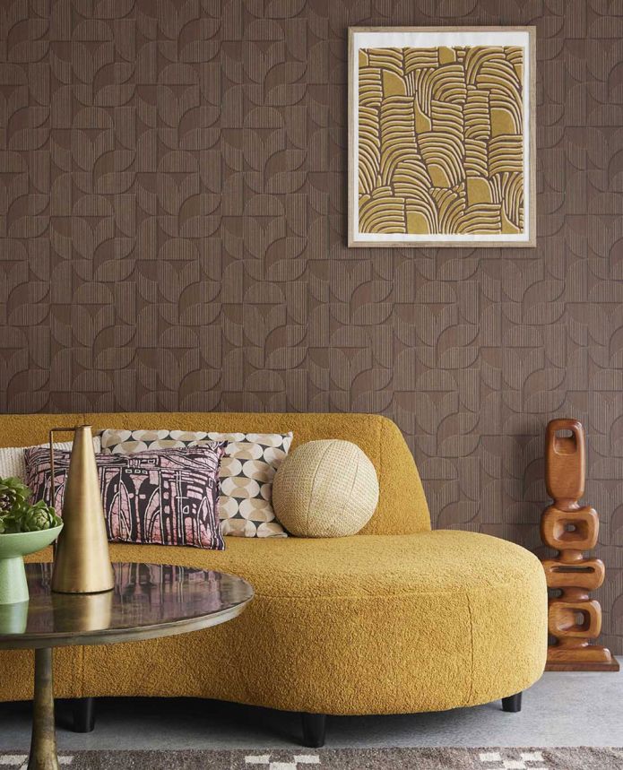 Dark brown geometric retro wallpaper, 333603, Revive, Eijffinger