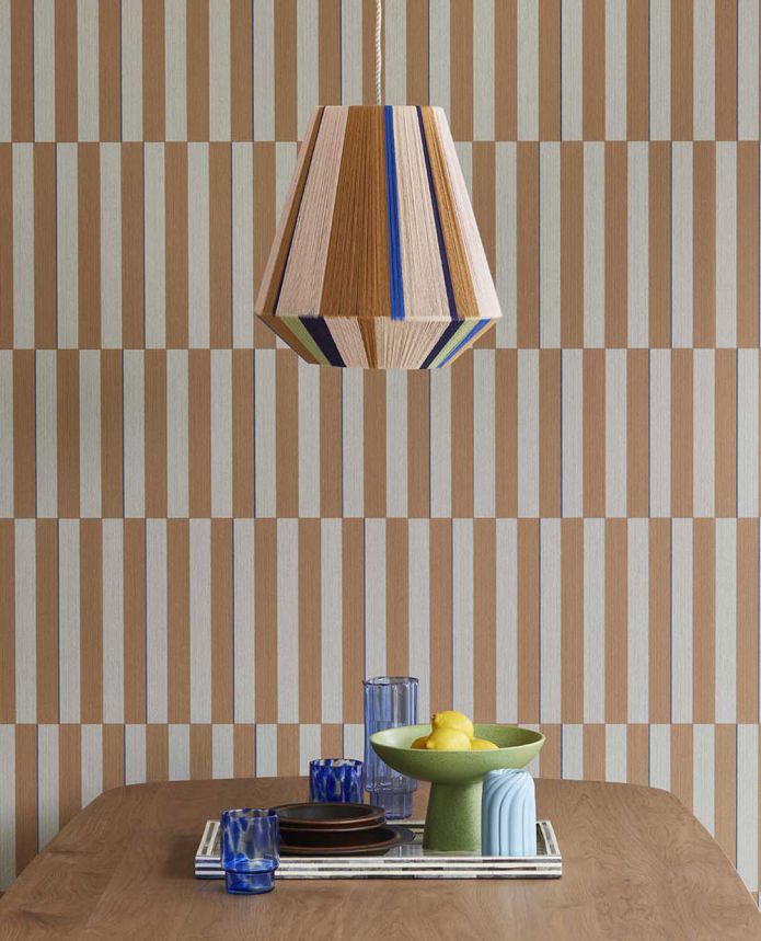 Blue-brown striped retro wallpaper, 333623, Revive, Eijffinger