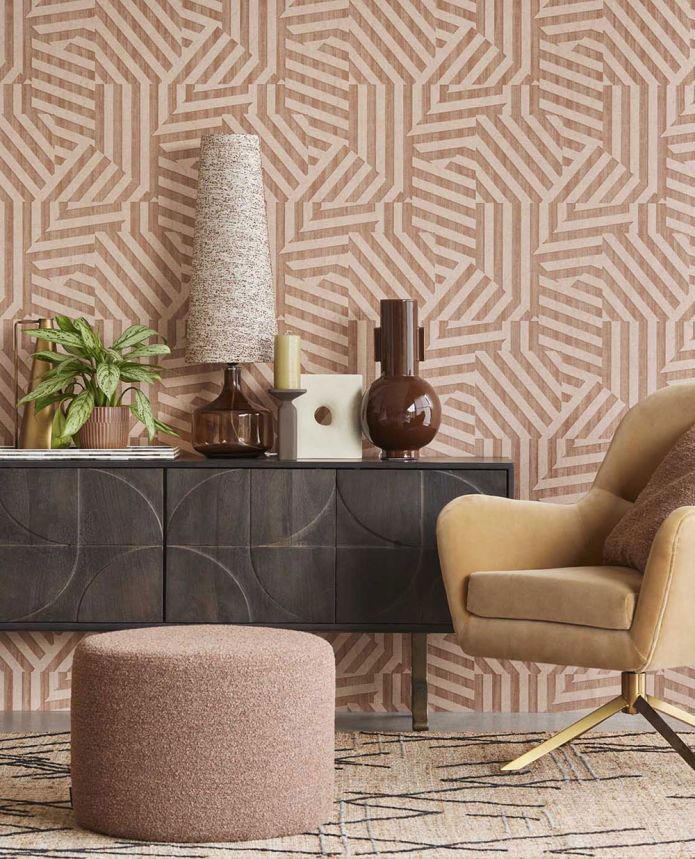 Pink geometric retro wallpaper, 333633, Revive, Eijffinger