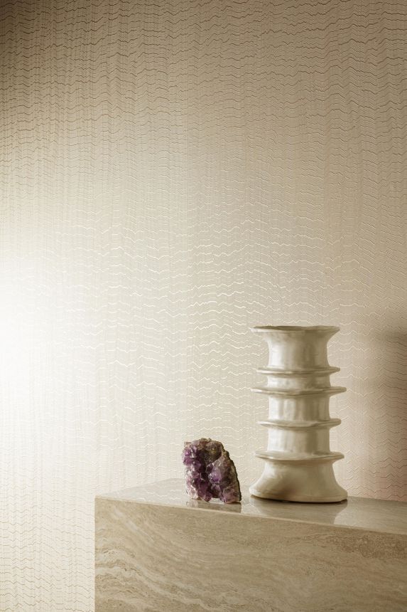 Beige non-woven wallpaper, waves, BZ3405, Belize, Grandeco