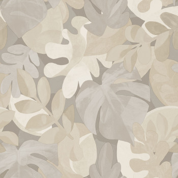 Non-woven wallpaper, gray-beige, leaves, PH3004, Perfect Harmony, Grandeco