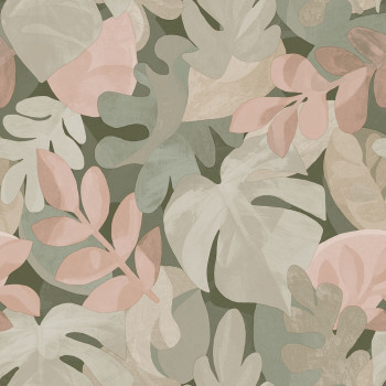 Non-woven wallpaper, gray-beige, leaves, PH3007, Perfect Harmony, Grandeco