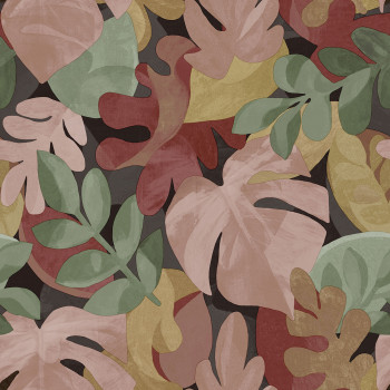 Non-woven wallpaper, pink-green, leaves, PH3011, Perfect Harmony, Grandeco