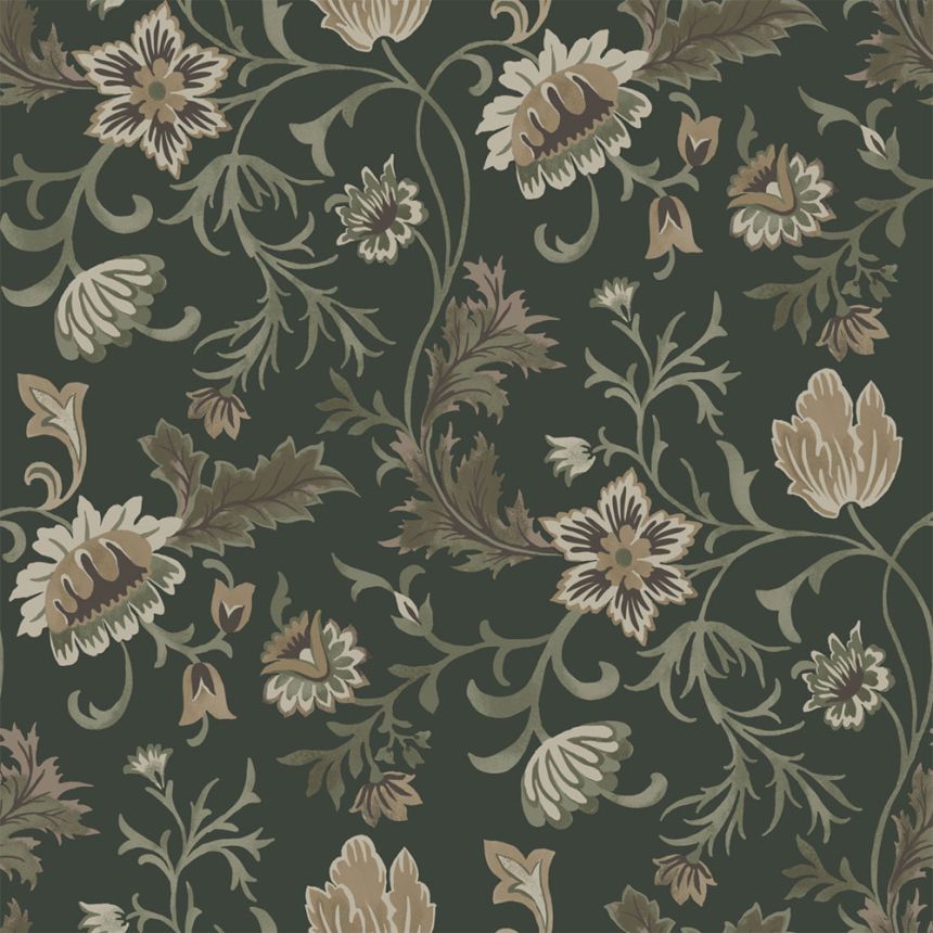 Floral non-woven wallpaper, black, 139417, Bloom, Esta Home