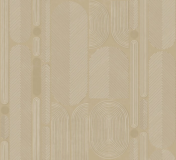 Geometric non-woven wallpaper, beige, ovals, ROC202, Rock, Masureel
