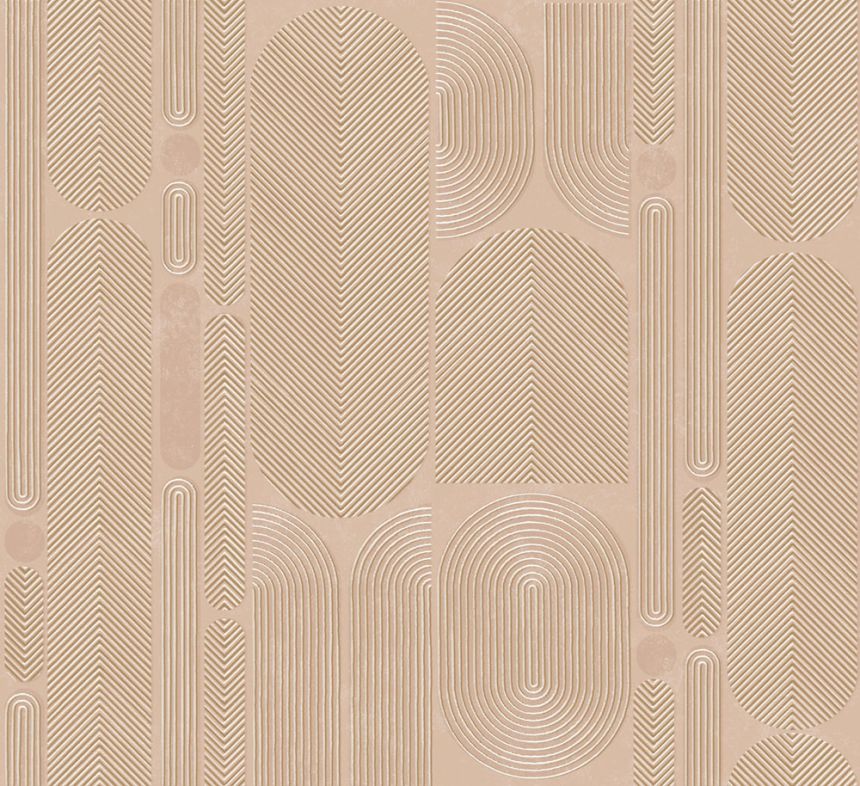 Geometric non-woven wallpaper, pink, ovals, ROC204, Rock, Masureel