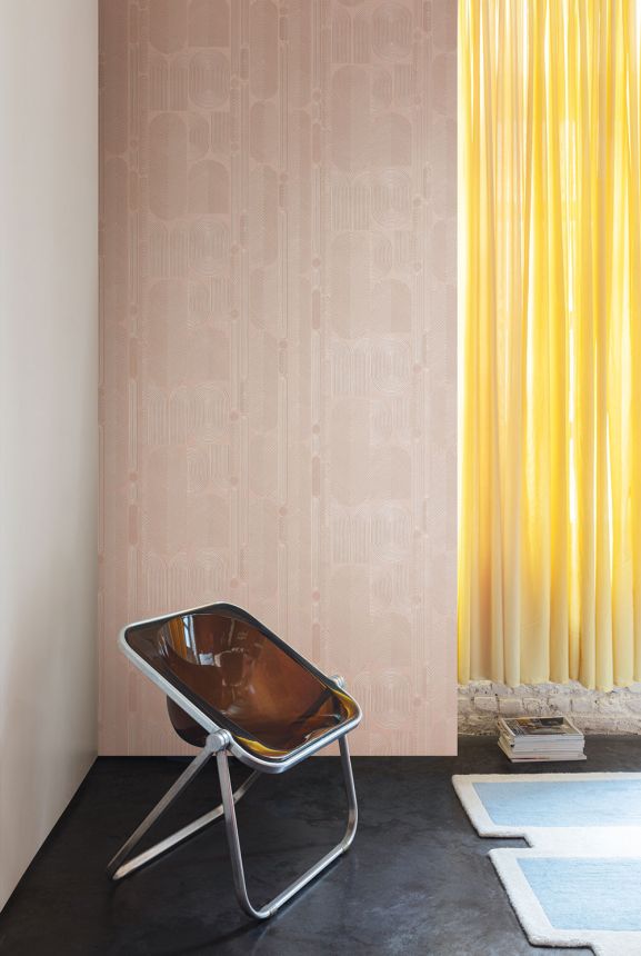 Geometric non-woven wallpaper, pink, ovals, ROC204, Rock, Masureel