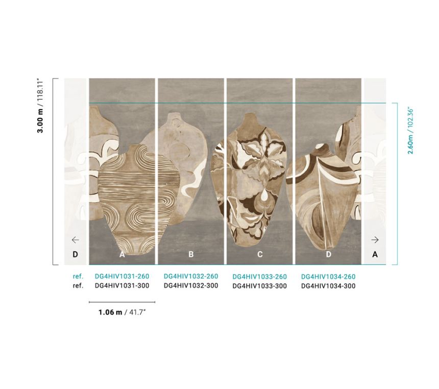 Non-woven wall mural with vases, DG4HIV1034-260, Terra, Wall Designs IV, Khroma by Masureel