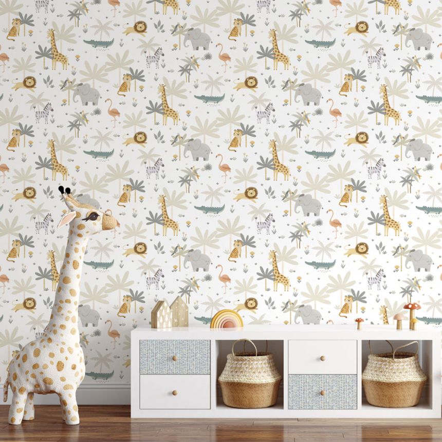 Children's wallpaper with jungle animals, 974-1, Mika,  ICH Wallcoverings