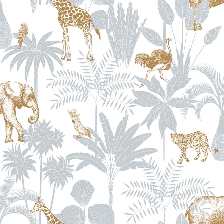 Children's wallpaper with palm trees and animals,, 976-2, Mika,  ICH Wallcoverings