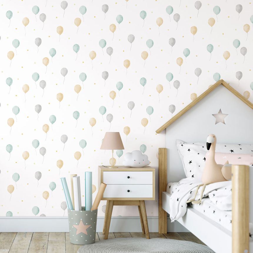 Children's wallpaper with balloons and stars, 970-3, Mika,  ICH Wallcoverings