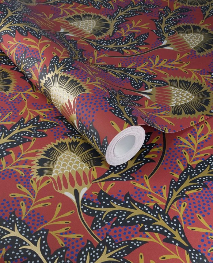 Non-woven wallpaper, burgundy, flowers, 340213, Solange, Eijffinger