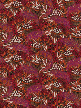 Non-woven wall mural, burgundy, leaves, 340286, Solange, Eijffinger