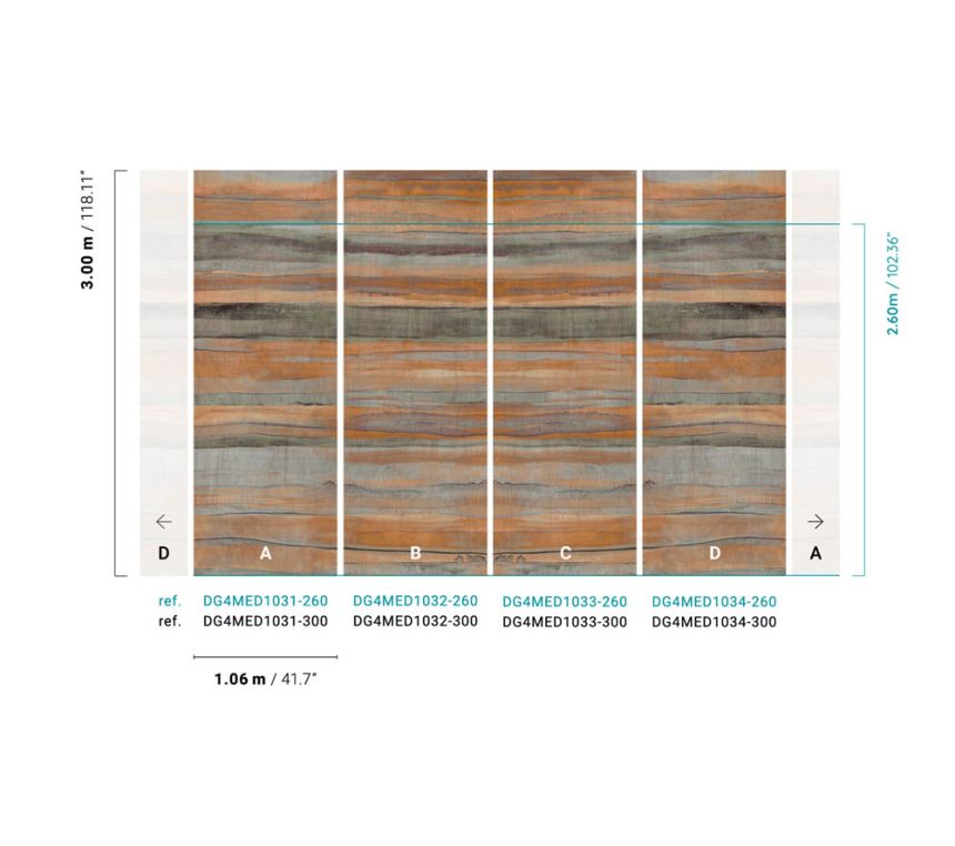 Non-woven wall mural, stripes, DG4MED1031-260, Wall Designs IV, Khroma by Masureel