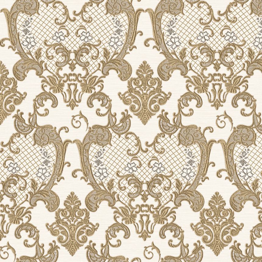 Baroque non-woven wallpaper, cream-zlatá, 1411-5, Dante, AdaWall