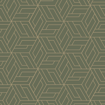 Green-gold geometric non-woven wallpaper, A67303, Vavex 2026