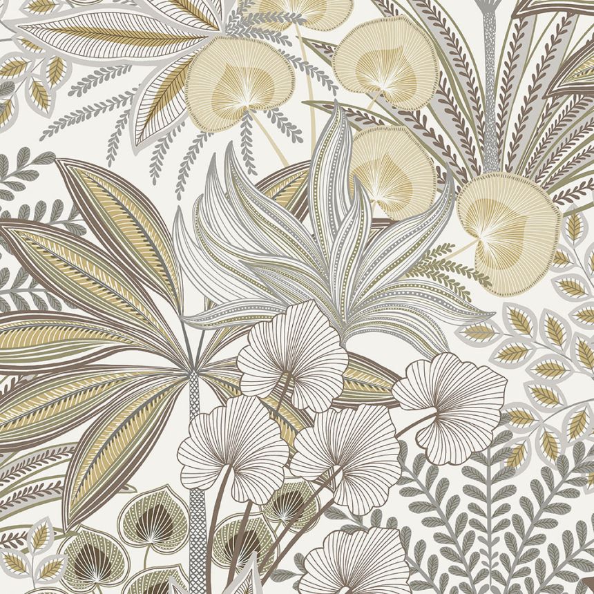 Gray-beige non-woven wallpaper, leaves, A69002, Vavex 2026