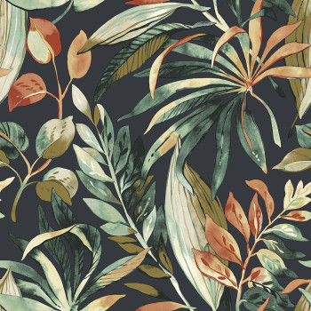 Black non-woven wallpaper leaves, A71202, Vavex 2026