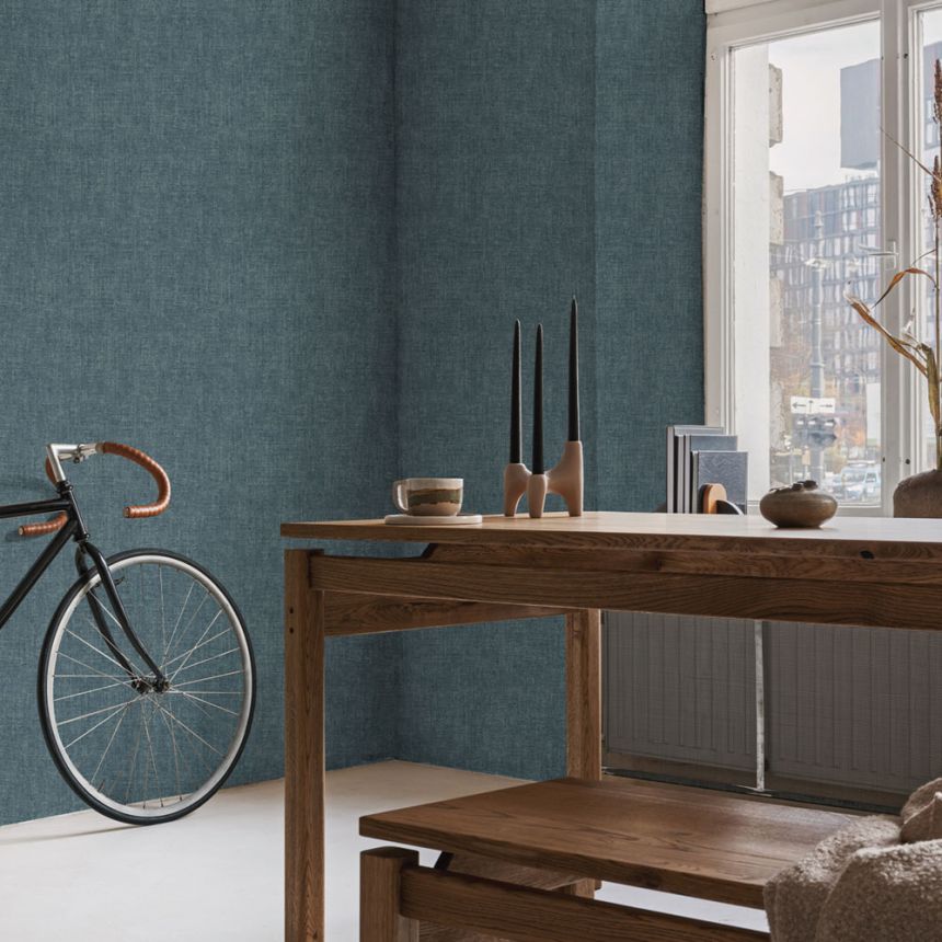 Blue non-woven wallpaper, fabric imitation, 122419, Vavex 2026