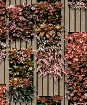 Non-woven 3D wallpaper plants, wood imitation, planks, M79410 Artifice, Ugépa