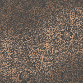 Non-woven wallpaper, black-bronze, flowers, leaves, 124254, William Morris At Home