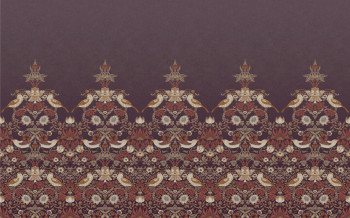Non-woven wall mural, burgundy, flowers, birds, 125301, William Morris At Home