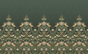 Non-woven wall mural, green, flowers, birds, 125310, William Morris At Home
