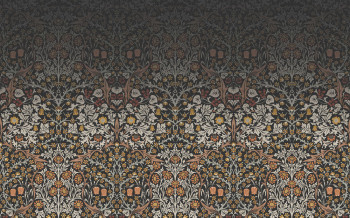 Non-woven wall mural, gray-black, flowers, leaves, 125337, William Morris At Home