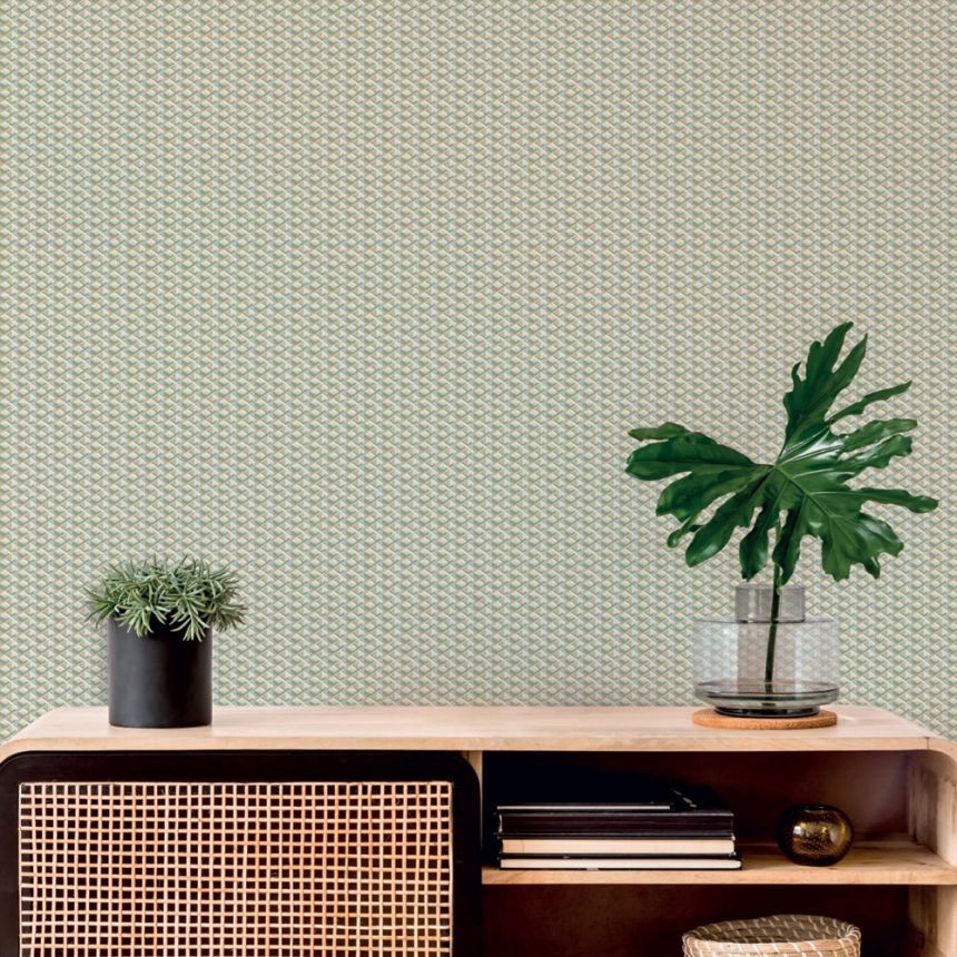 Luxury geometric non-woven wallpaper, pink-green, Z15503, Mini Trend, Zambaiti Parati