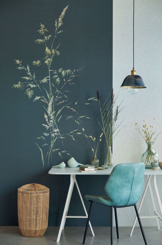 Non-woven mural wallpaper Grass, 300906, Aqua Twigs, 140 x 280 cm, Waterfront, Eijffinger