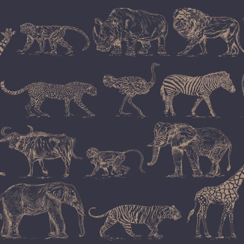 Children's non-woven wallpaper Safari, 104893, Safari Midnight, Kids@Home 6, Graham & Brown