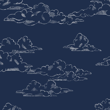 Non-woven wallpaper Clouds, 108555, Vintage Cloud Navy, Kids@Home 6, Graham & Brown