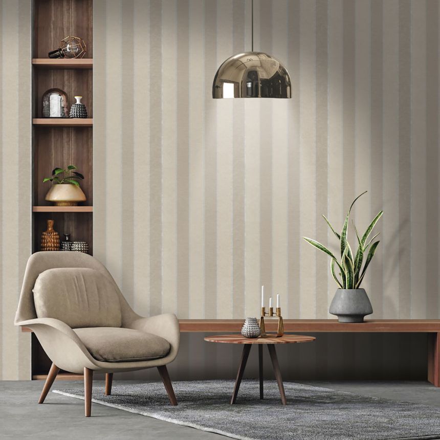 Golden-beige non-woven stripes wallpaper 45226, Feeling, Emiliana