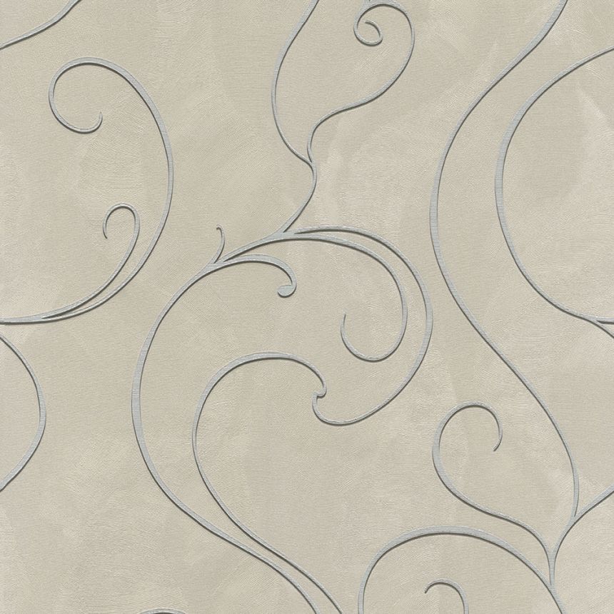 Metallic beige non-woven wallpaper with ornaments 45219, Feeling, Emiliana