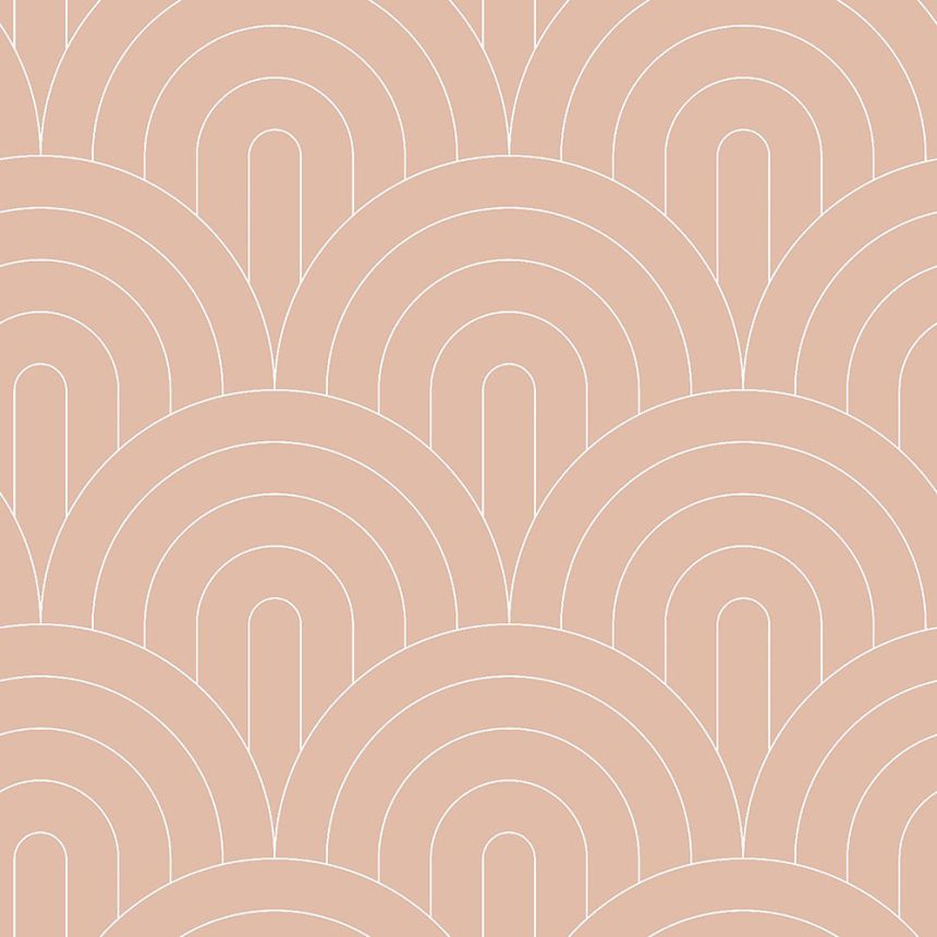 Beige non-woven wallpaper, geometric arched pattern 139218, Art Deco, Esta